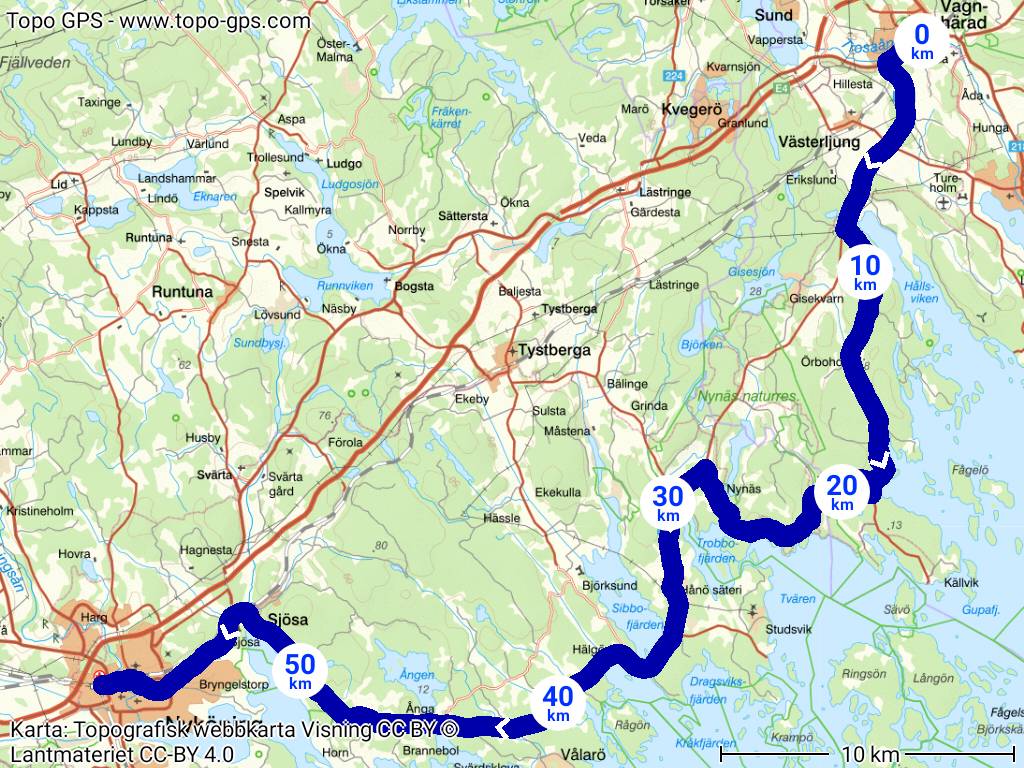 Vagnhärad Nyk&oumlping Bike Route Map overview